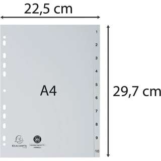 EXACOMPTA PREGRADNI INDEKS PP A4,SIVA BROJ 1-10 