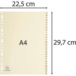 EXACOMPTA PREGRADNI KARTON A4,BEŽ SLOVA A-Z,26 