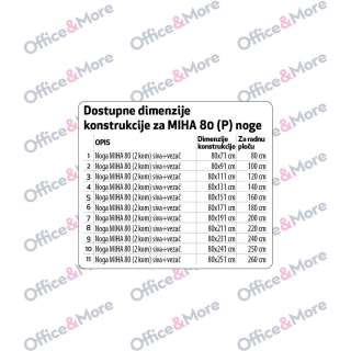 NOGA MIHA 80 (2 KOM) SIVA+VEZAČ L -111 CM RP 120 
