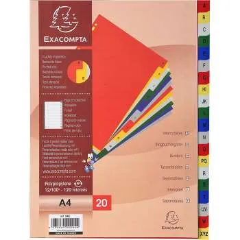 EXACOMPTA PREGRADNI INDEKS PP A4,BOJA, A-Z, 20 LIS 