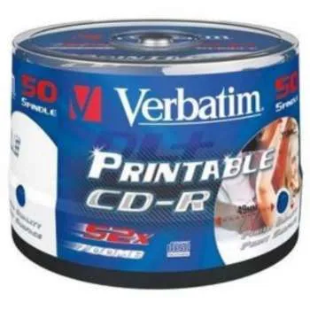 VERBATIM CD-R 50/1 SPINDLE PRINTABLE 700MB 52X 