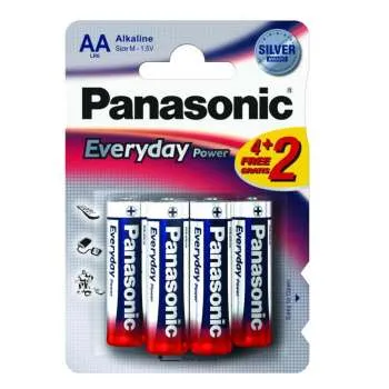 PANASONIC BATERIJA ALK.LR6-AA-1,5V,pak.4+2 