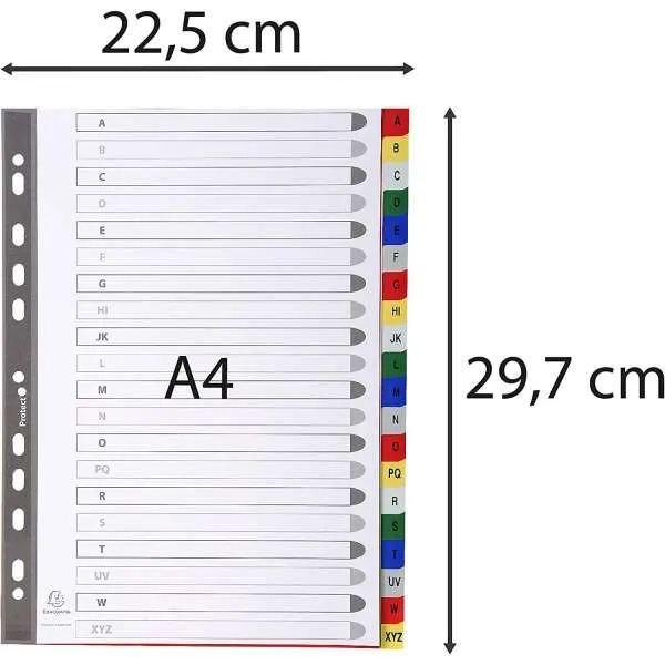 EXACOMPTA PREGRADNI INDEKS PP A4,BOJA, A-Z, 20 LIS 