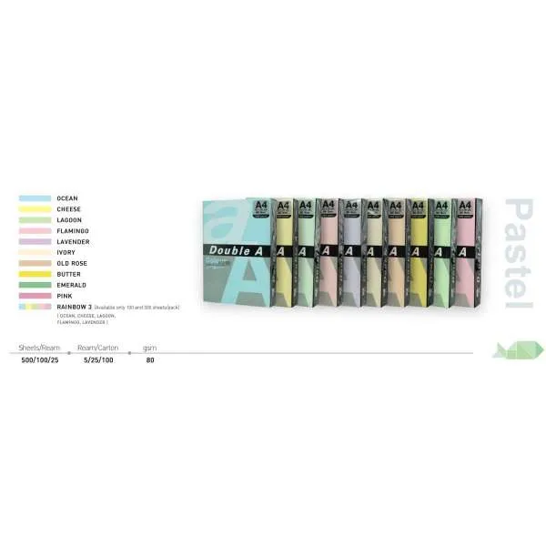 DOUBLE A FTK A4 80G 100L PASTEL ROZE (PINK) 