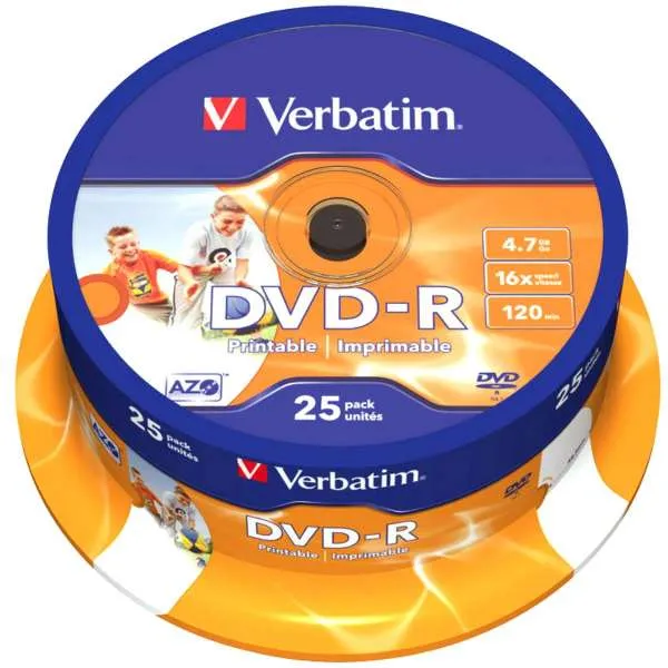 VERBATIM DVD-R 25/1 PRINTABLE 4,7GB 16X 