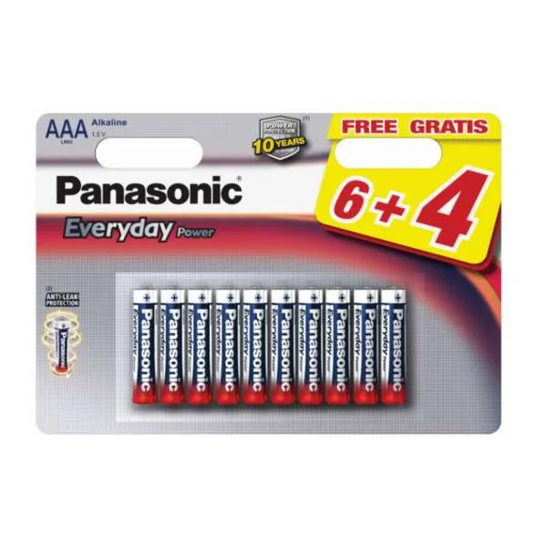 PANASONIC BATERIJA ALK.LR03-AAA-1,5V,pak.6+4 