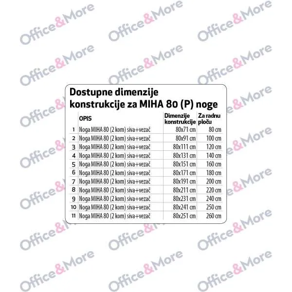 NOGA MIHA 80 (2 KOM) SIVA+VEZAČ L -111 CM RP 120 
