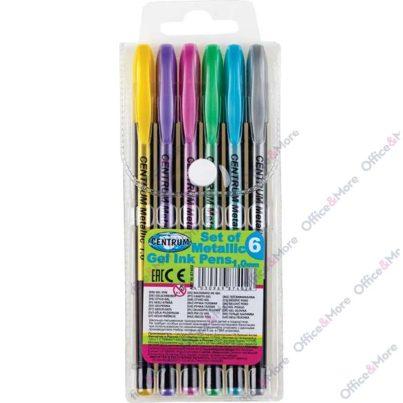 CENTRUM GEL ROLERI, 1 MM, SET 6 METALIK BOJA 