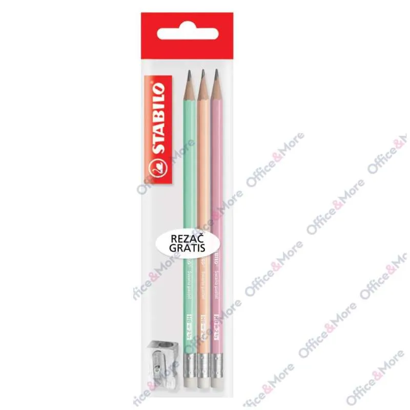 STABILO GRAFITNA OLOVKA SWANO PASTEL 3 KOM+REZAČ 
