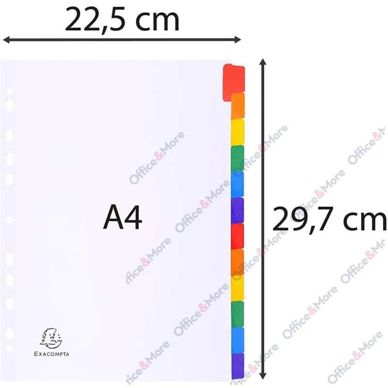 EXACOMPTA PREGRADNI KARTON A4, 6 BOJA, PLAST.DODAT 