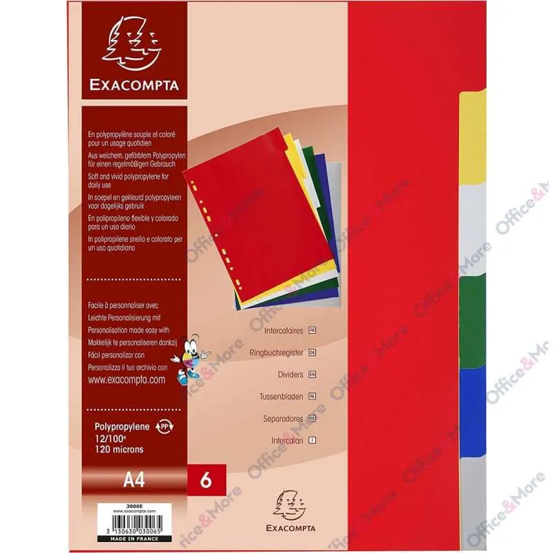 EXACOMPTA PREGRADNI INDEKS PP A4,6 BOJA 0.12mm 