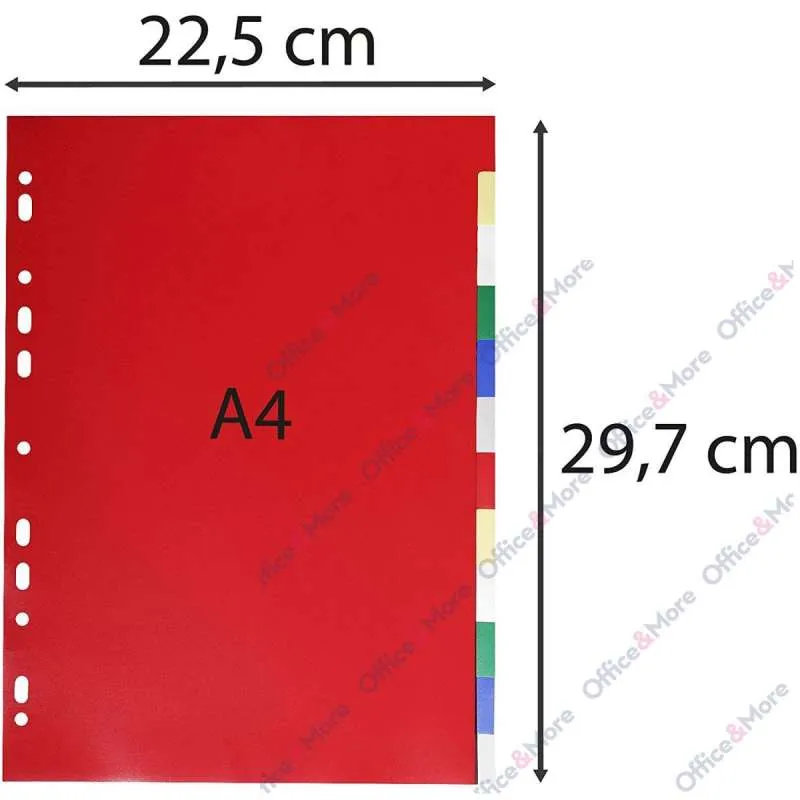 EXACOMPTA PREGRADNI INDEKS PP A4, 12 BOJA 0.12mm 