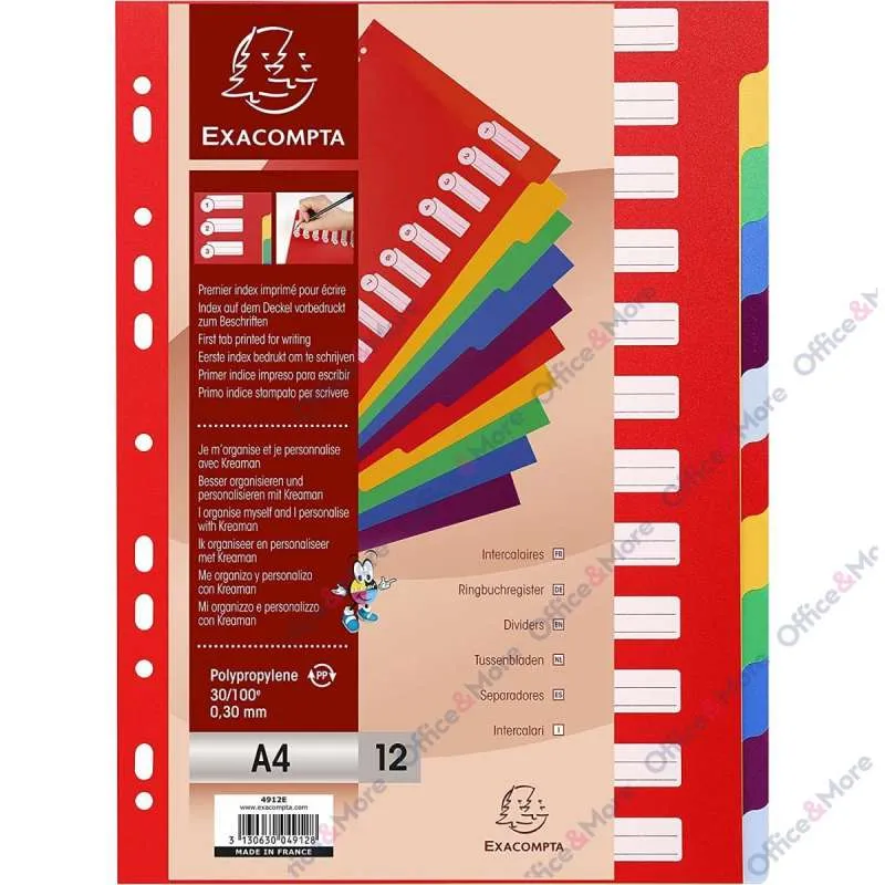 EXACOMPTA PREGRADNI INDEKS PP A4,12 BOJA 0.3mm 