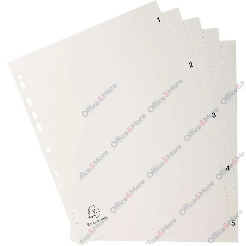 EXACOMPTA PREGRADNI INDEKS PP A4, SIVA BROJ 1-5 