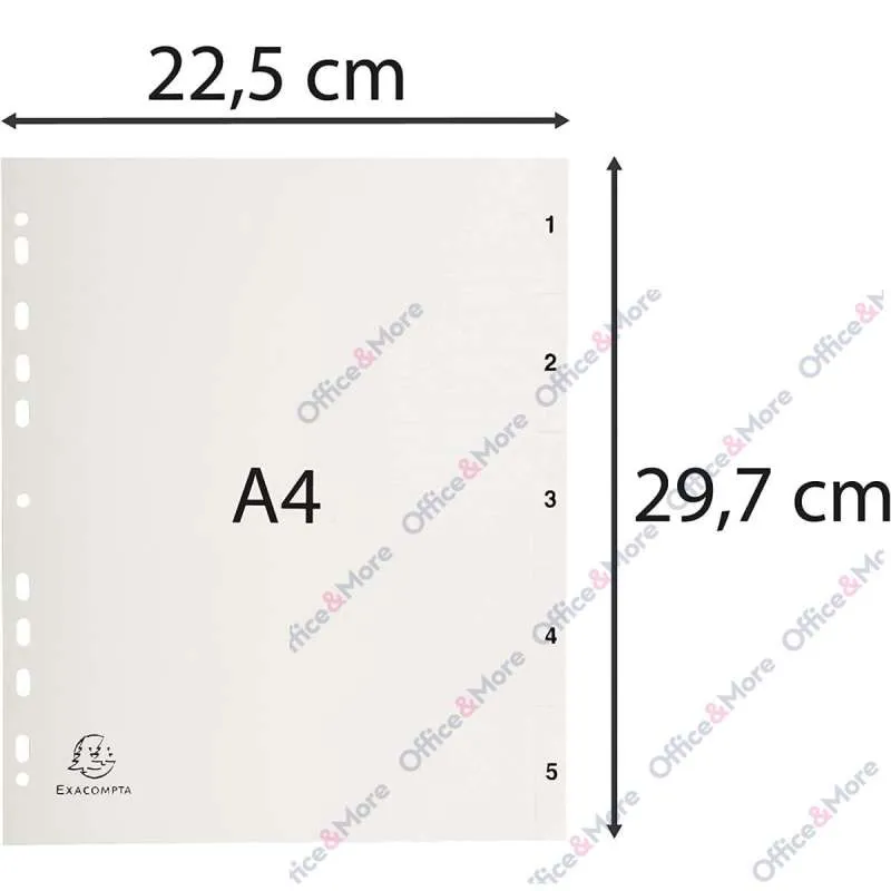 EXACOMPTA PREGRADNI INDEKS PP A4, SIVA BROJ 1-5 