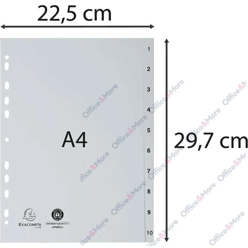 EXACOMPTA PREGRADNI INDEKS PP A4,SIVA BROJ 1-10 