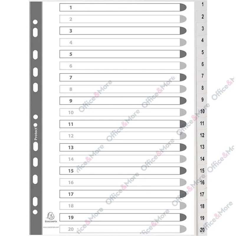 EXACOMPTA PREGRADNI INDEKS PP A4,SIVA BROJ 1-20 