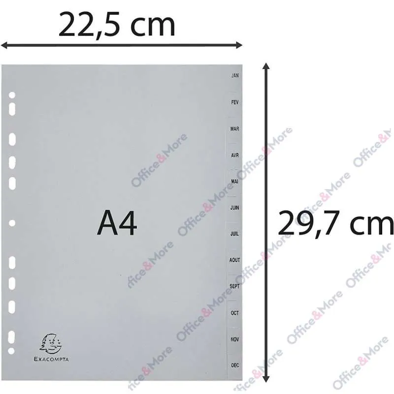EXACOMPTA PREGRADNI INDEKS PP A4,SIVA, JAN/DEC 