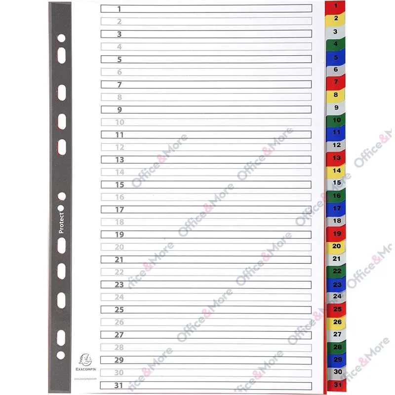 EXACOMPTA PREGRADNI INDEKS PP A4,BOJA, BROJ 1-31 