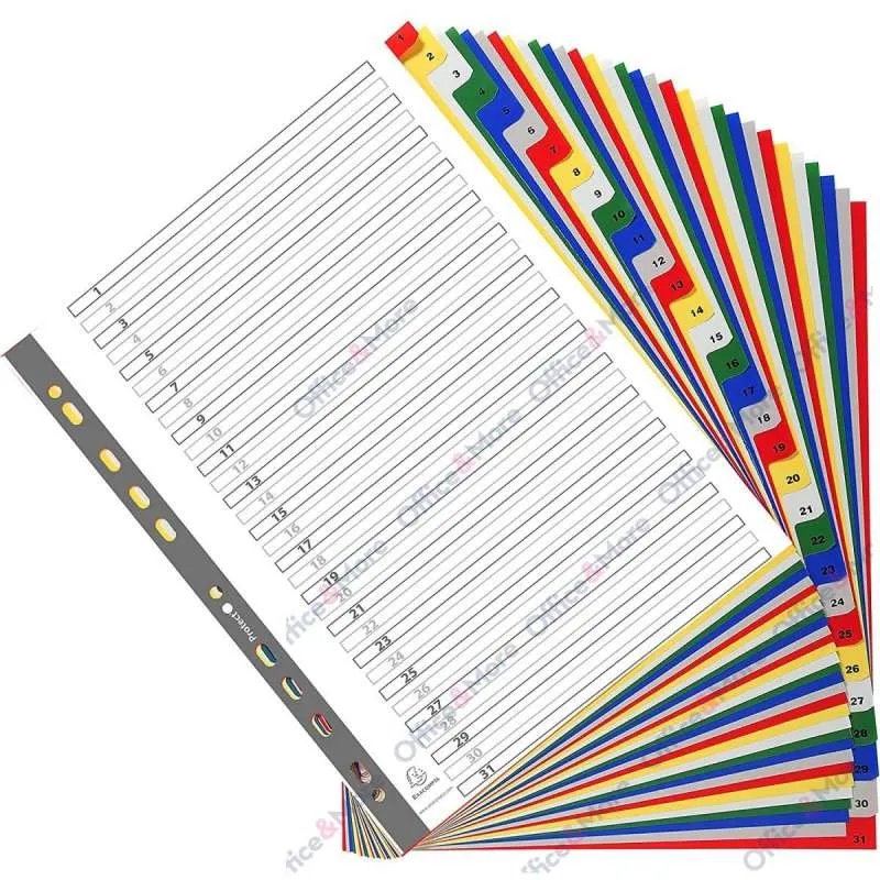 EXACOMPTA PREGRADNI INDEKS PP A4,BOJA, BROJ 1-31 
