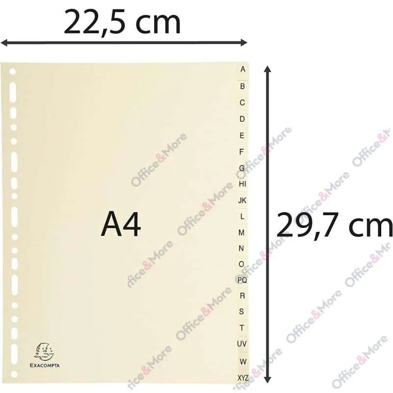 EXACOMPTA PREGRADNI KARTON A4,BEŽ SLOVA A-Z,20 