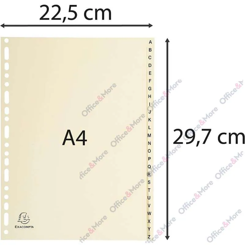 EXACOMPTA PREGRADNI KARTON A4,BEŽ SLOVA A-Z,26 