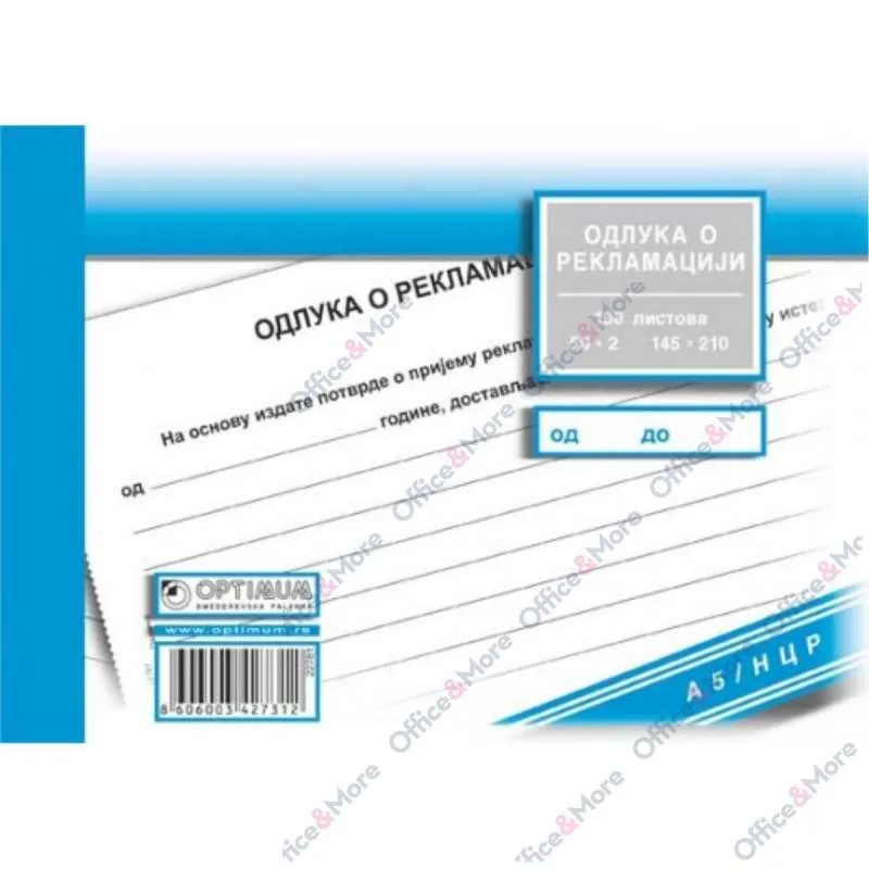 ODLUKA O REKLAMACIJI BLOK A5 NCR 