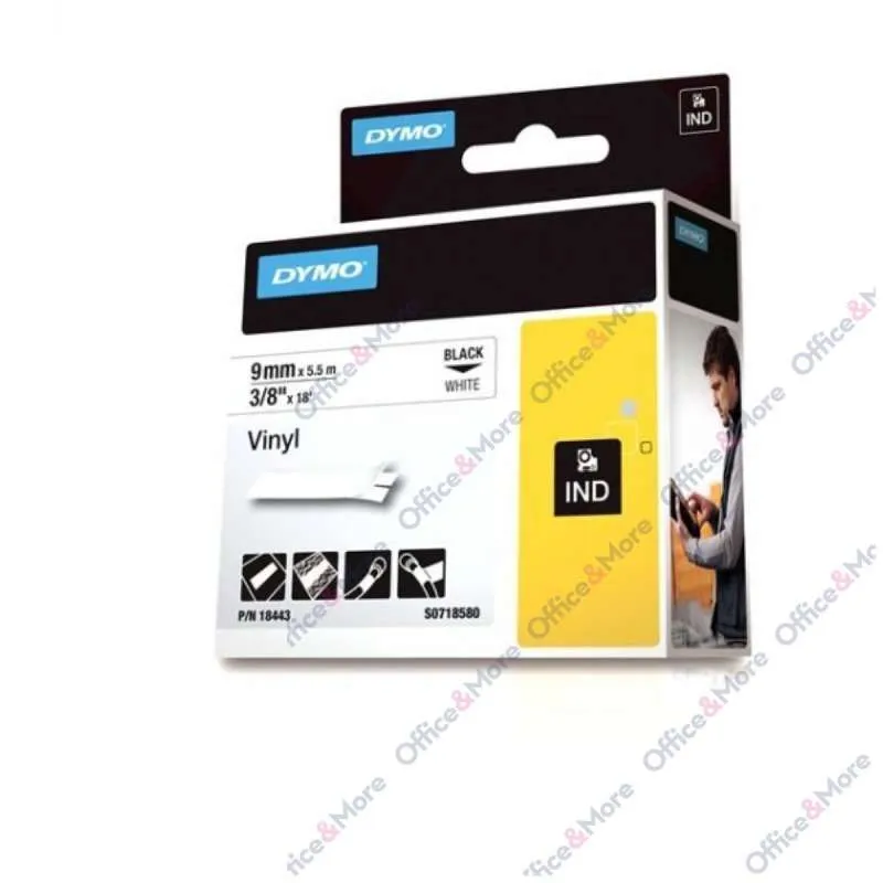 DYMO TRAKE 9mm x 5.5m CRNO NA BELO RHINO-Ind Vinyl 