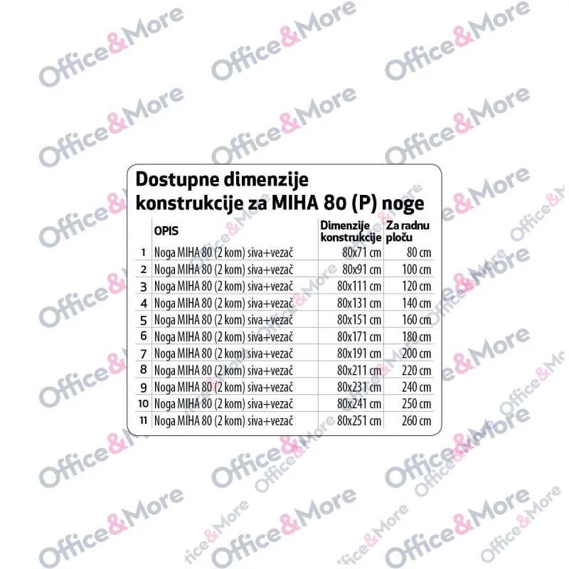 NOGA MIHA 80 (2 KOM) SIVA+VEZAČ L -111 CM RP 120 