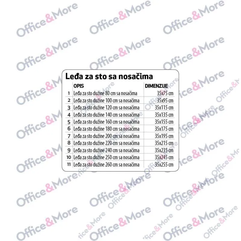 LEDJA ZA STO DUŽINE 200 CM SA NOSAČIMA 