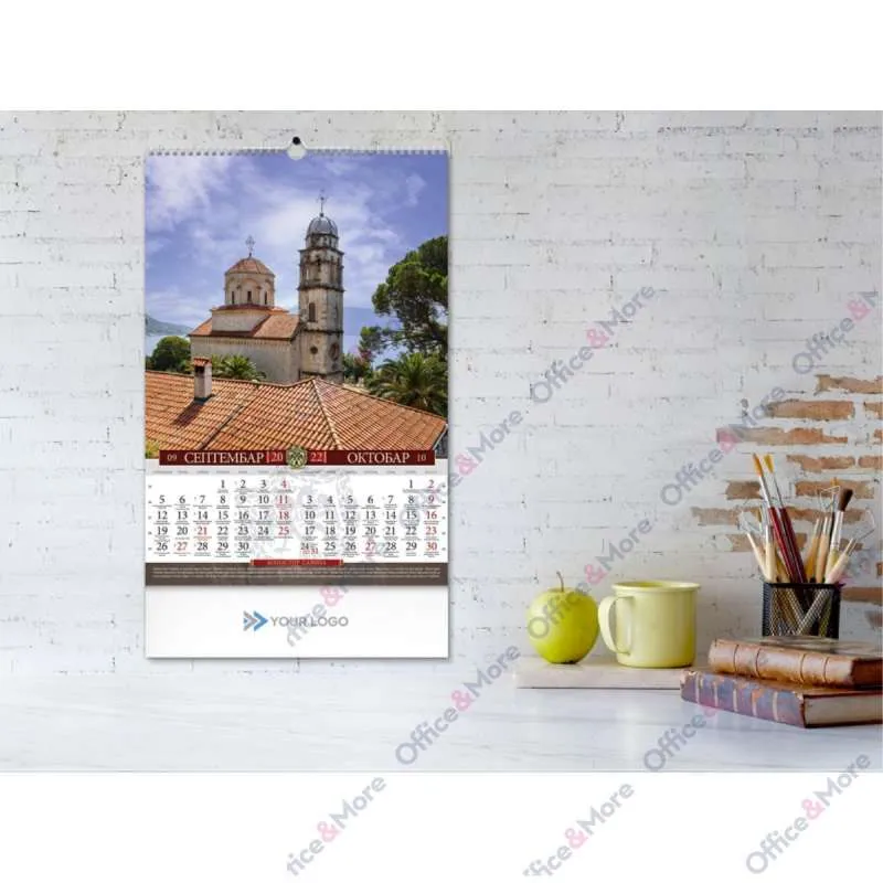 KALENDAR 70.052 ZIDNI SVETINJE CRNE GORE 