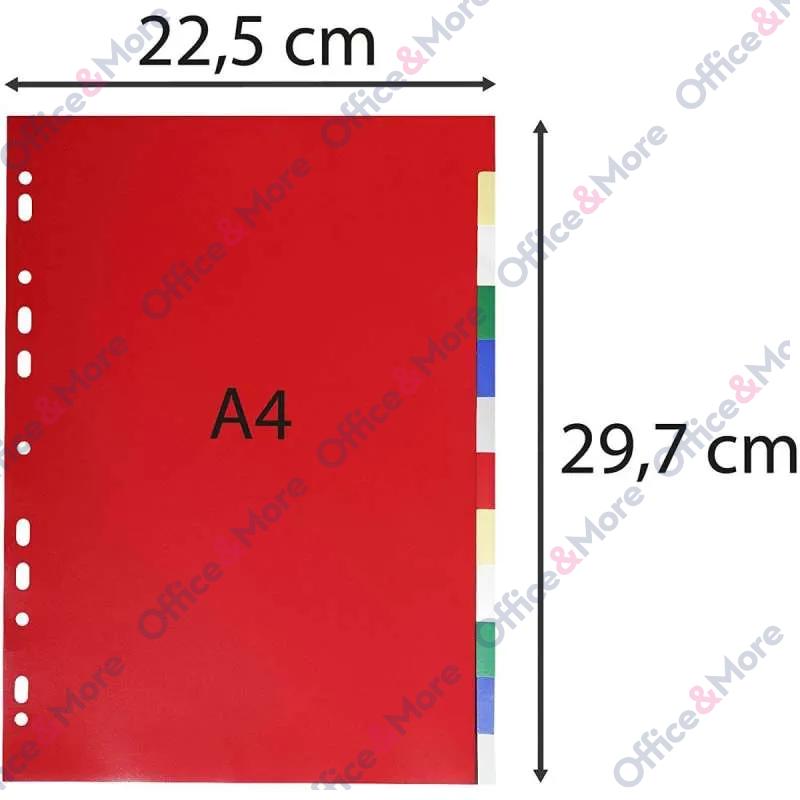 EXACOMPTA PREGRADNI INDEKS PP A4, 12 BOJA 0.12mm 