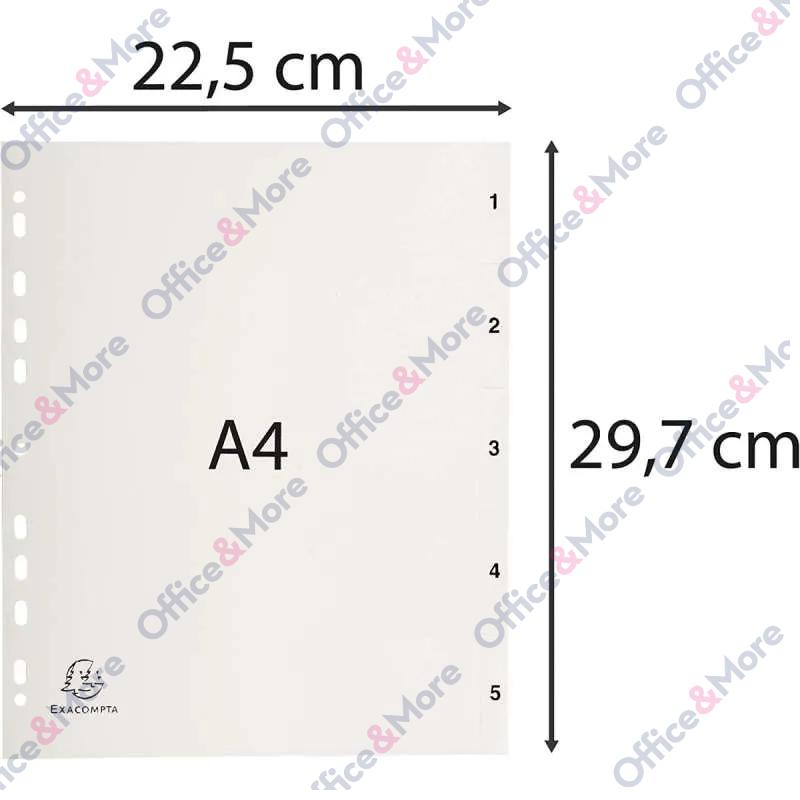 EXACOMPTA PREGRADNI INDEKS PP A4, SIVA BROJ 1-5 