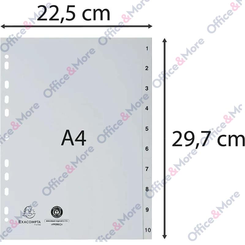 EXACOMPTA PREGRADNI INDEKS PP A4,SIVA BROJ 1-10 