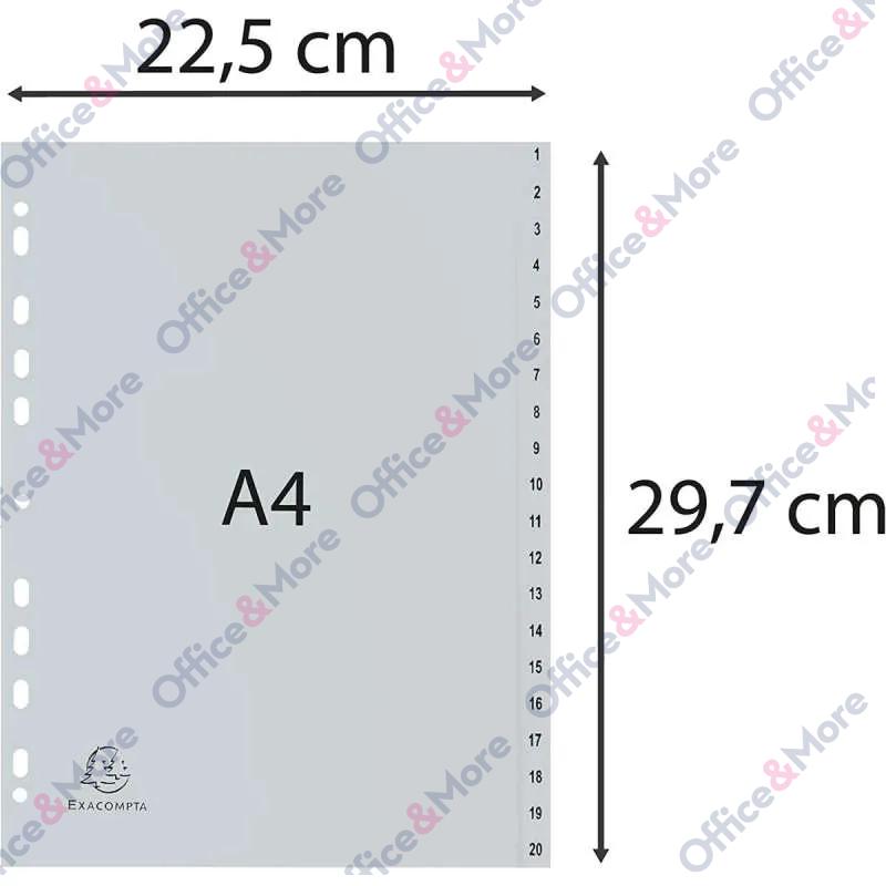 EXACOMPTA PREGRADNI INDEKS PP A4,SIVA BROJ 1-20 