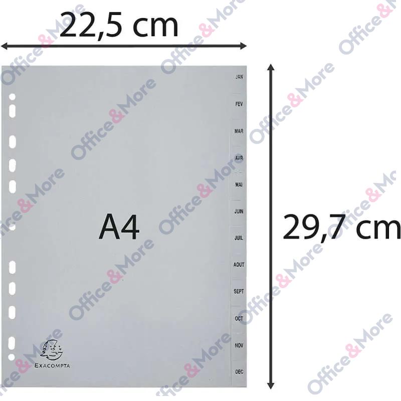 EXACOMPTA PREGRADNI INDEKS PP A4,SIVA, JAN/DEC 