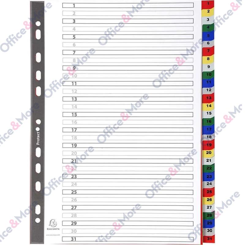 EXACOMPTA PREGRADNI INDEKS PP A4,BOJA, BROJ 1-31 