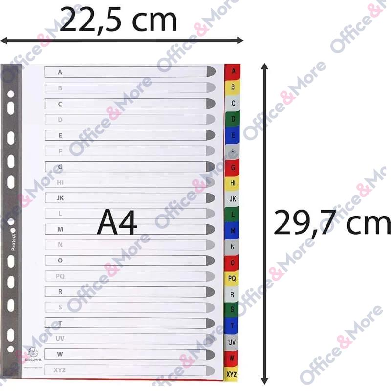 EXACOMPTA PREGRADNI INDEKS PP A4,BOJA, A-Z, 20 LIS 