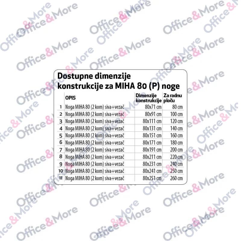 NOGA MIHA 80 (2 KOM) SIVA+VEZAČ L -111 CM RP 120 